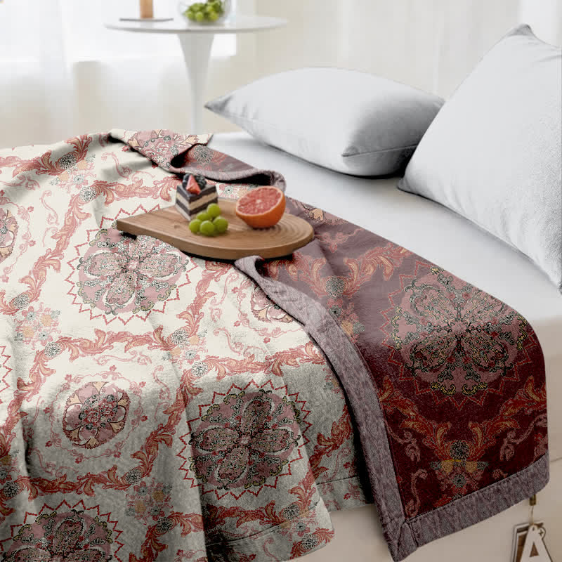 Vintage Ornate Floral Cotton Gauze Quilt - image 5
