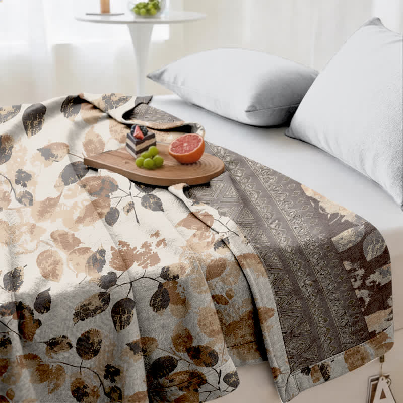 Bohemian Autumn Leaf Cotton Gauze Quilt - image 5