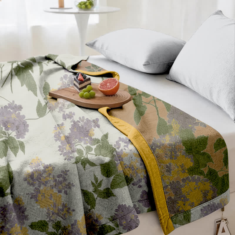 Lilac & Mustard Floral Jacquard Gauze Quilt - image 5