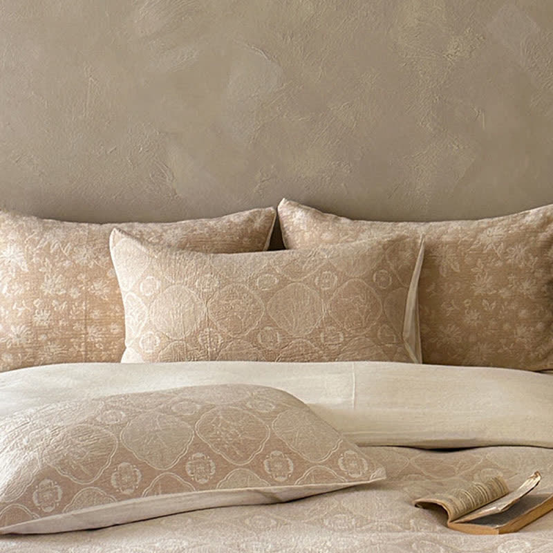 Ownkoti Camel Geometric Floral Jacquard Cotton Bedding Set - image 3
