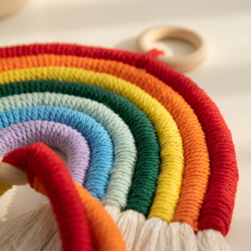 Boho Rainbow Macrame Cotton Wall Hanging - image 6