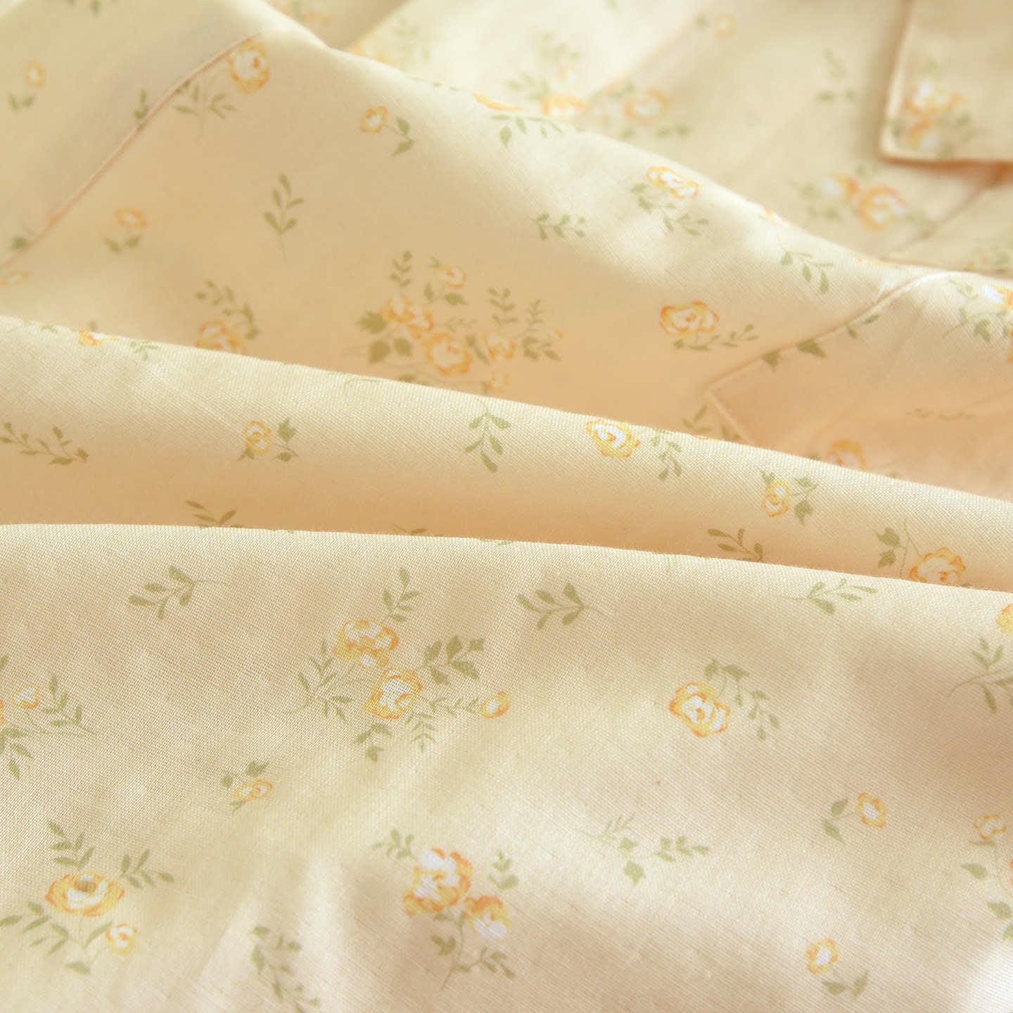 Yellow Botanical Cotton Gauze Kimono Robe - image 11