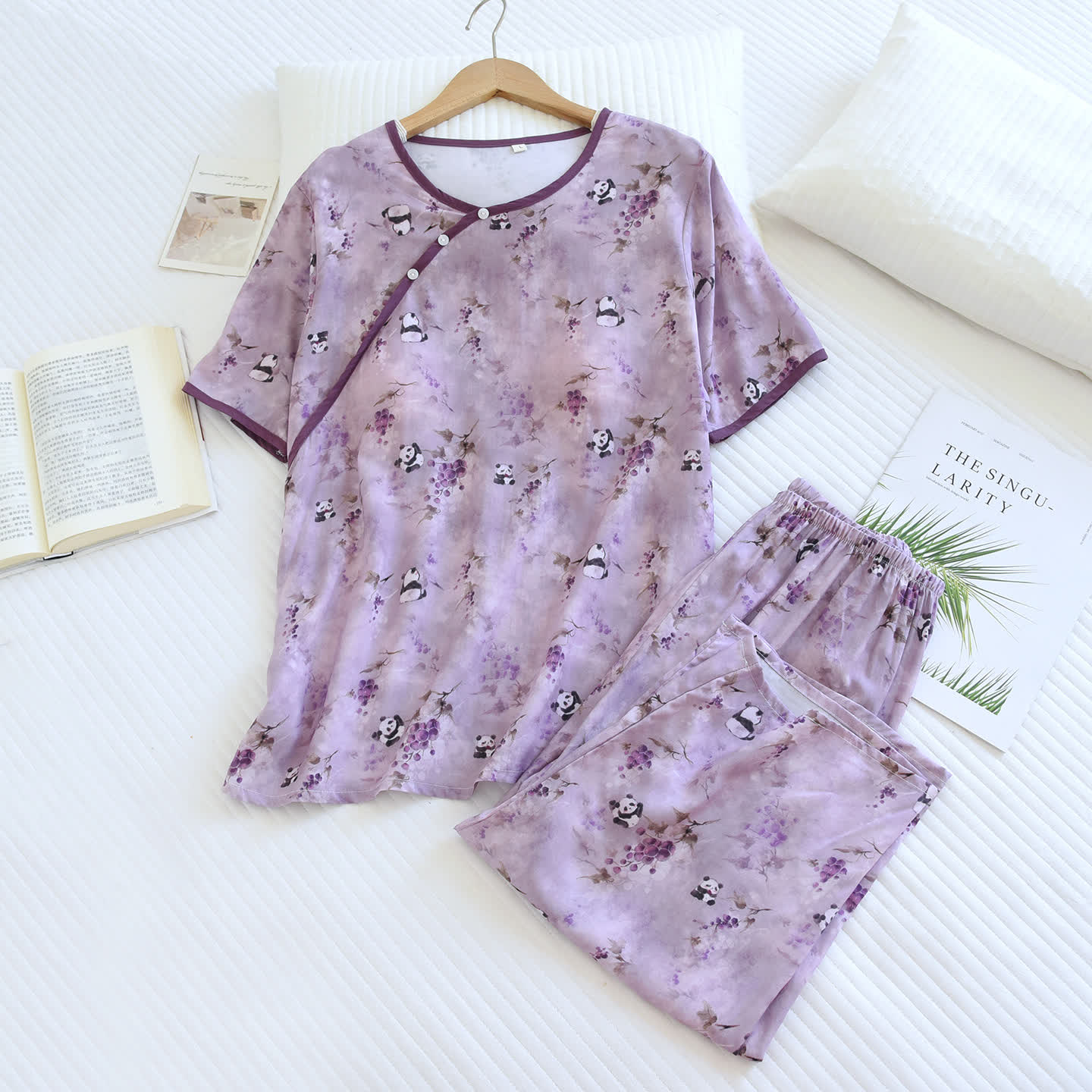 Cotton Rayon Cropped Pants Padded Nightwear - image 1