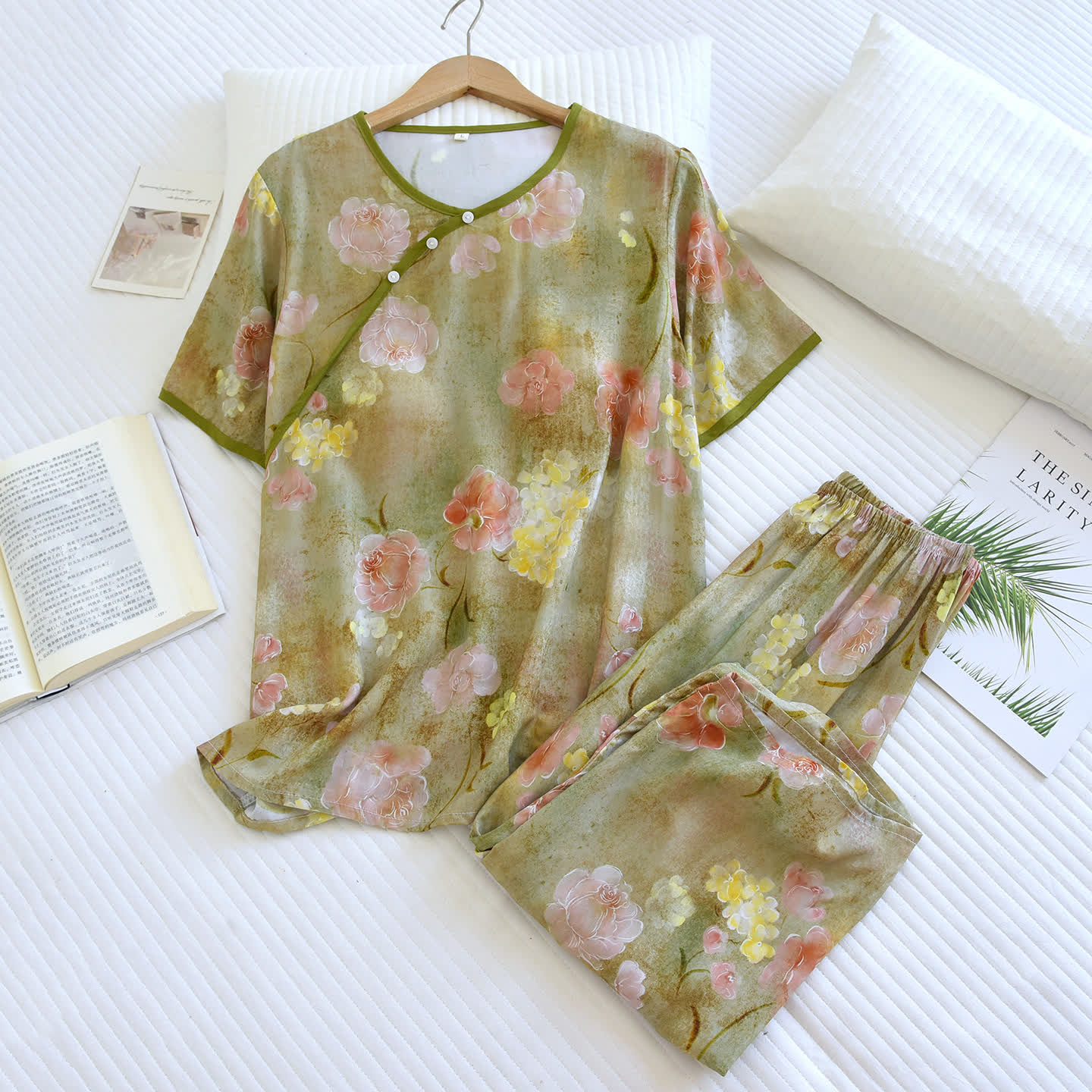 Botanical Padded Rayon Capri Pajama Set - image 1