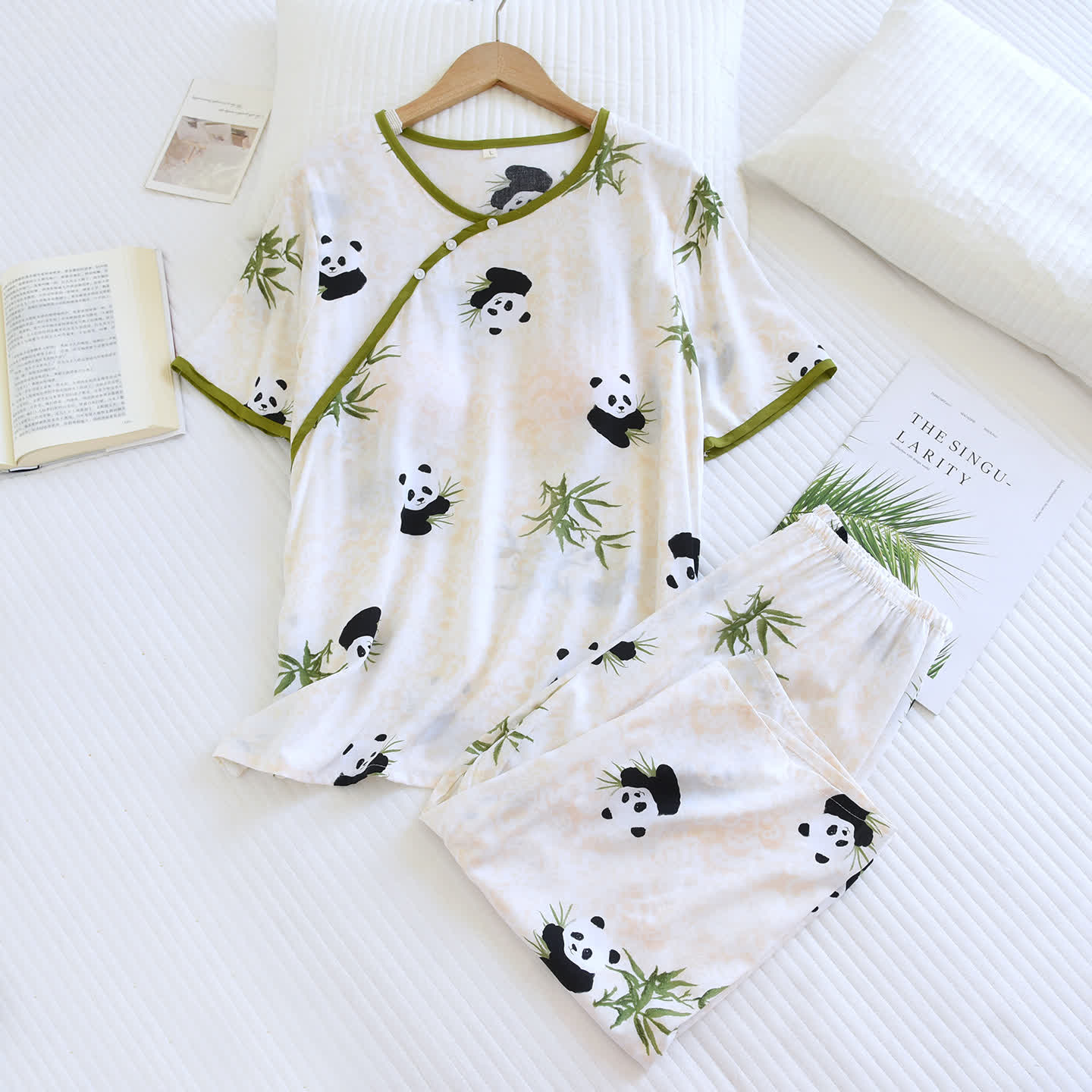 Padded Panda Short Sleeve Capri Pajamas - image 1