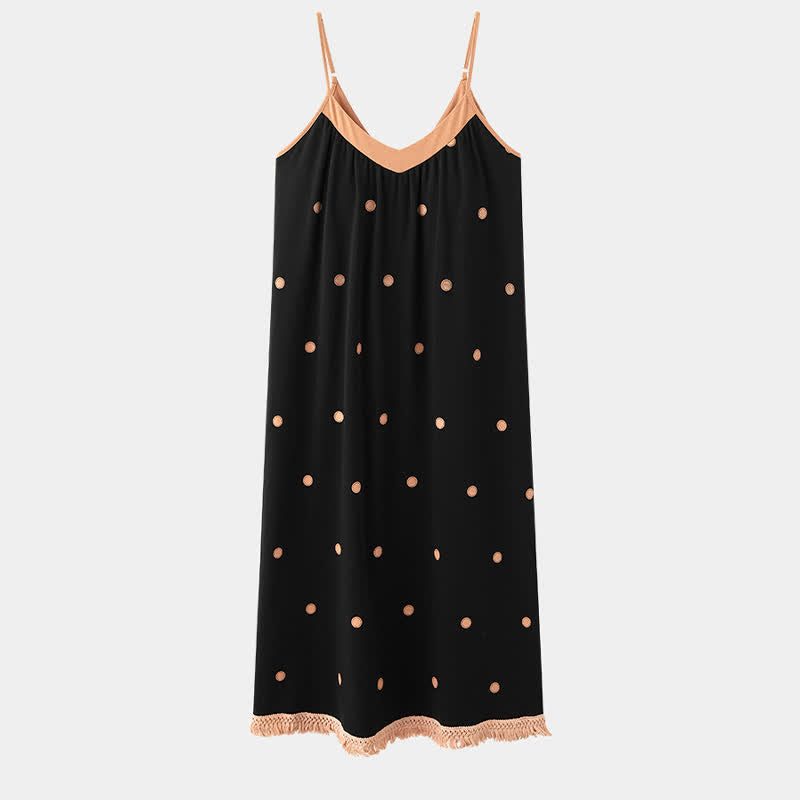 Black Polka Dot Cotton Lounge Dress - image 7
