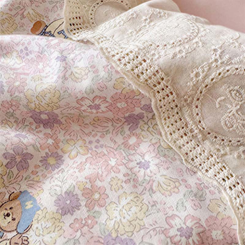 Pink Lace Bear Cotton Bedding Set - image 3