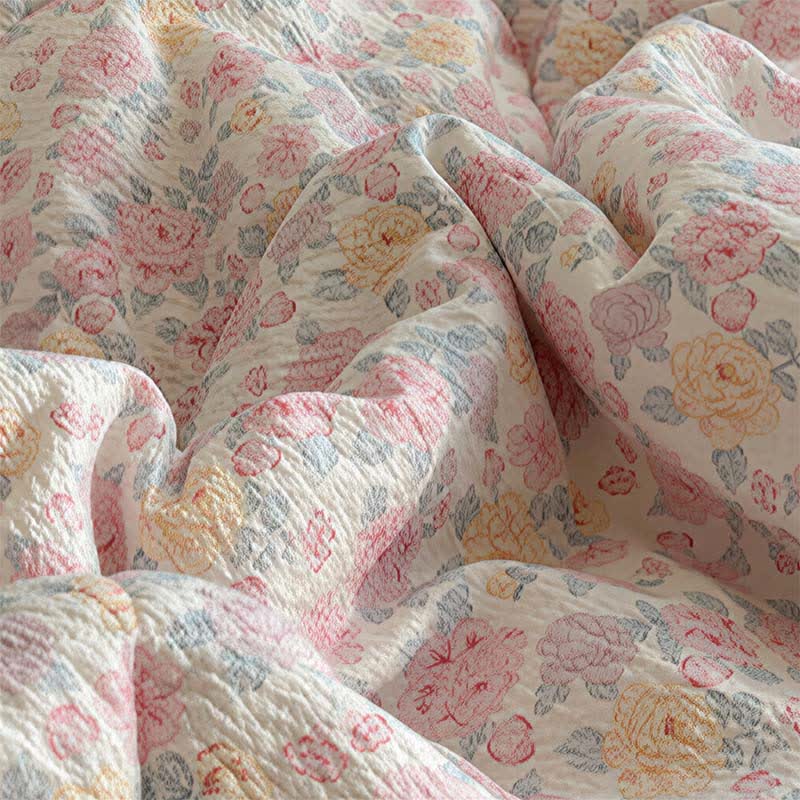 Blush Rose Ruffle Lace Summer Bedding Set - image 4