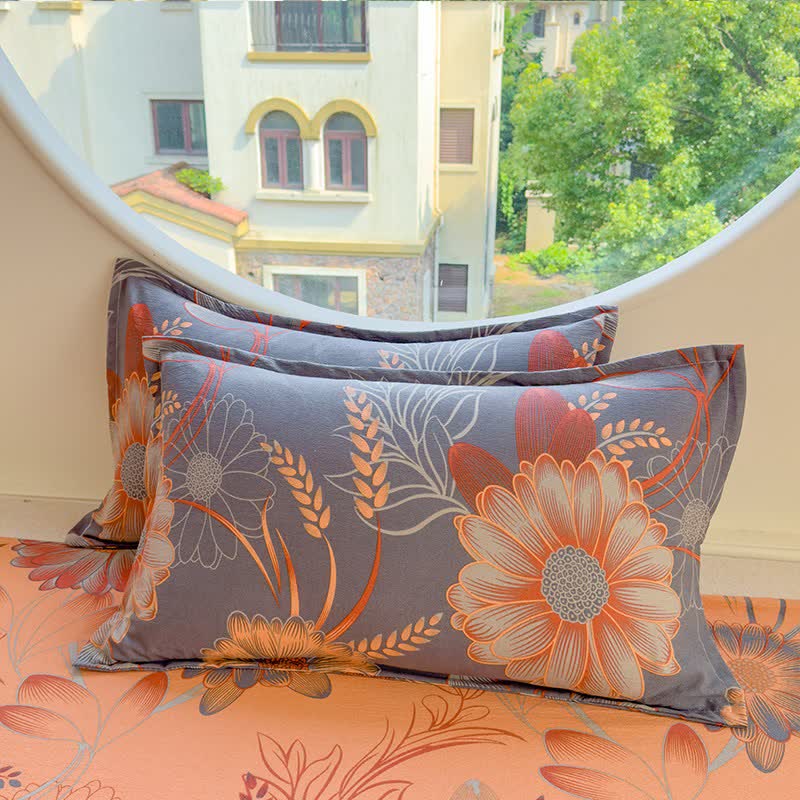 Floral & Wheat Cotton Gauze Bedding Set(4PCS) - image 3
