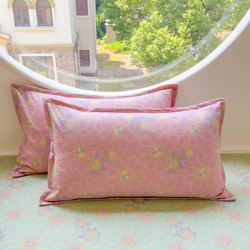 Pastel Floral Cotton Double Gauze Bedding(4PCS) - image 3