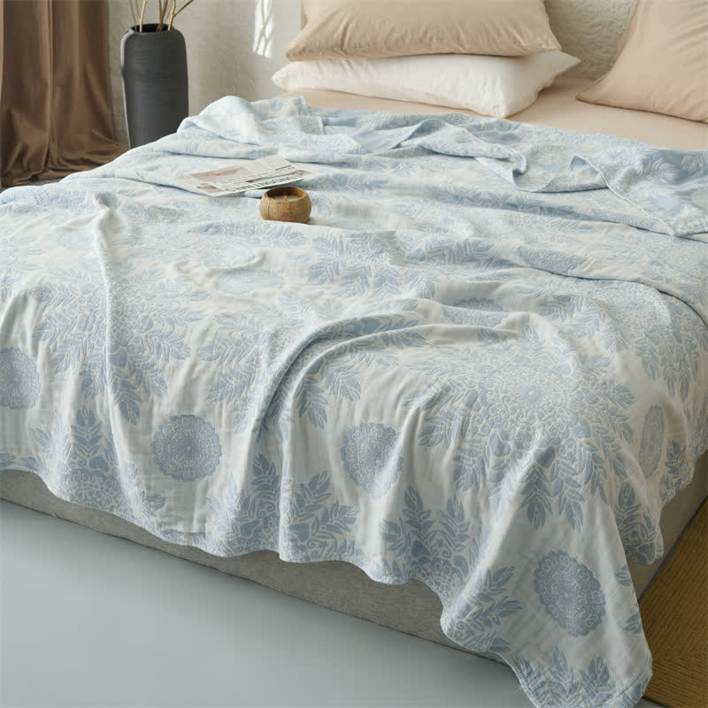 Vintage Floral Cotton Muslin Blanket Quilt - image 6