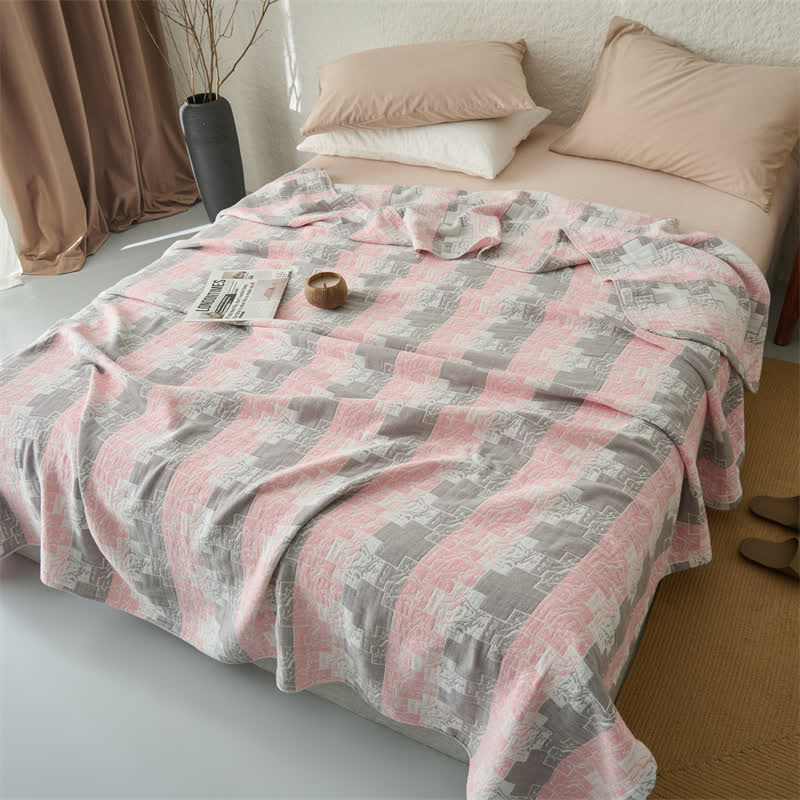 Geometric Cotton Muslin Reversible Blanket Quilt - image 7