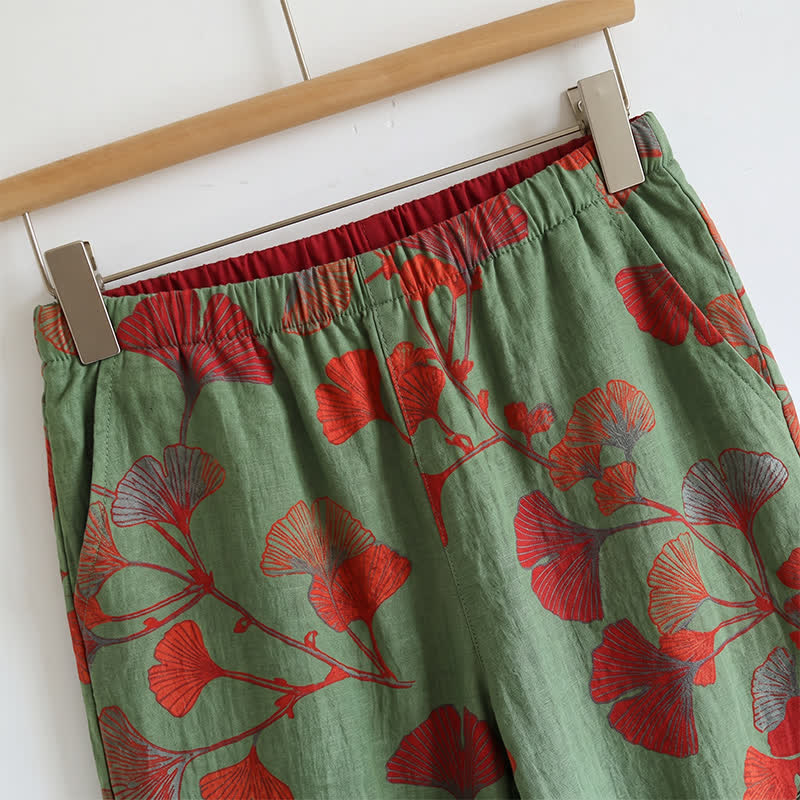 Elegant Ginkgo Cami Cotton Pajama Set - image 17