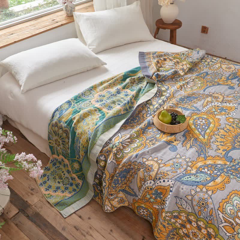 Double-Sided Artistic Paisley Muslin Blanket Quilt - image 3