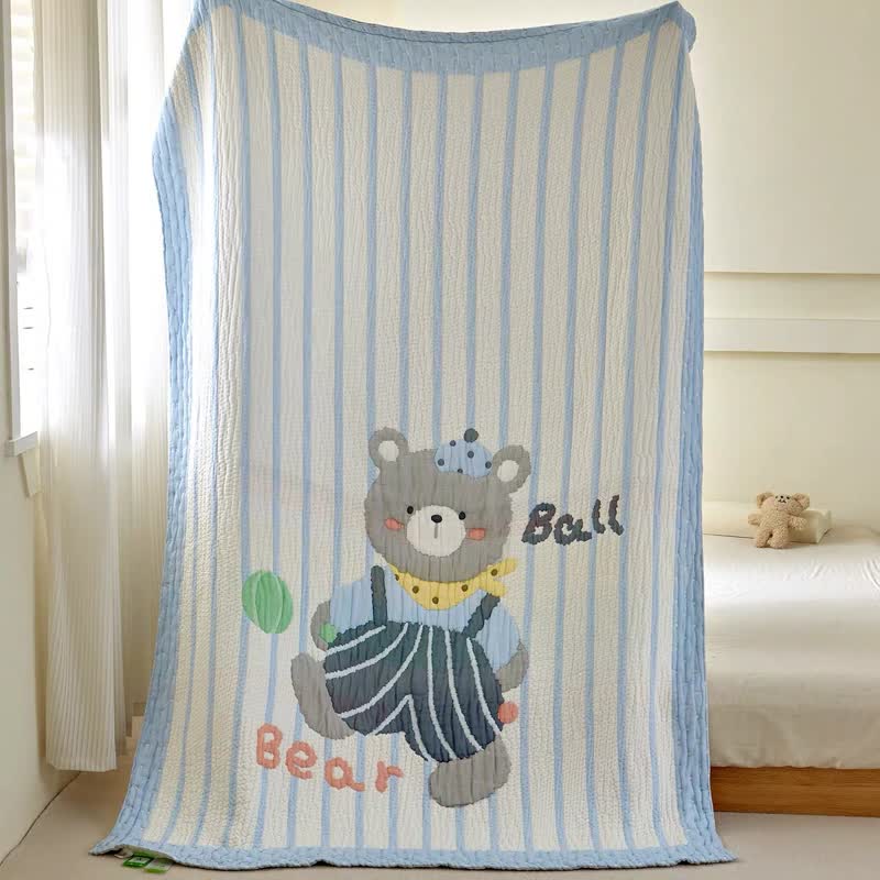 Striped Bear Lyocell Quilted Baby Blanket - image 6