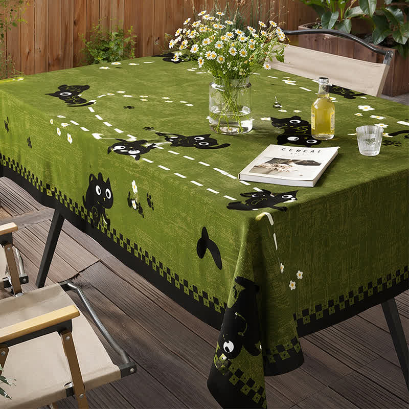 Playful Cat Garden Waterproof PVC Tablecloth - image 4