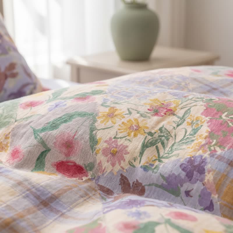 Garden Patchwork Floral Cotton Bedding Set - image 7