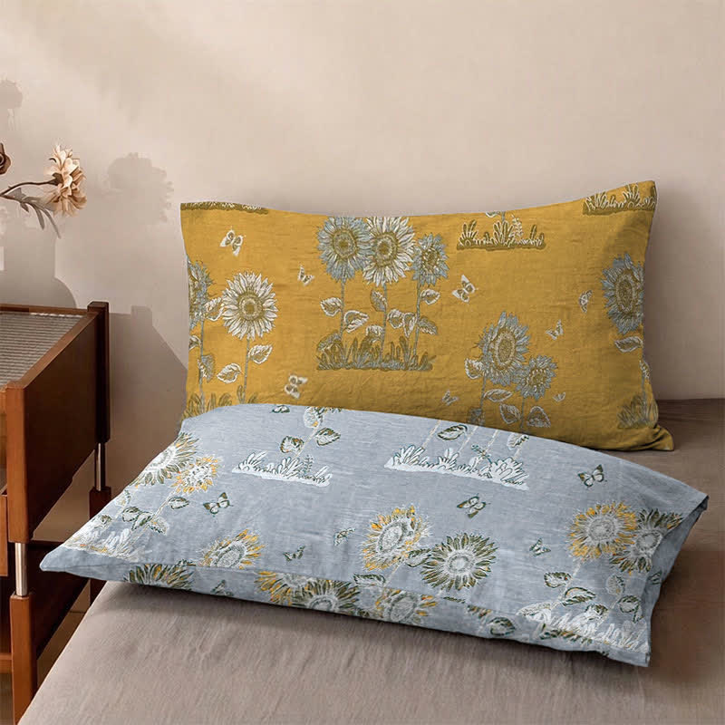 Artistic Sunflower Cotton Gauze Bedspread - image 7