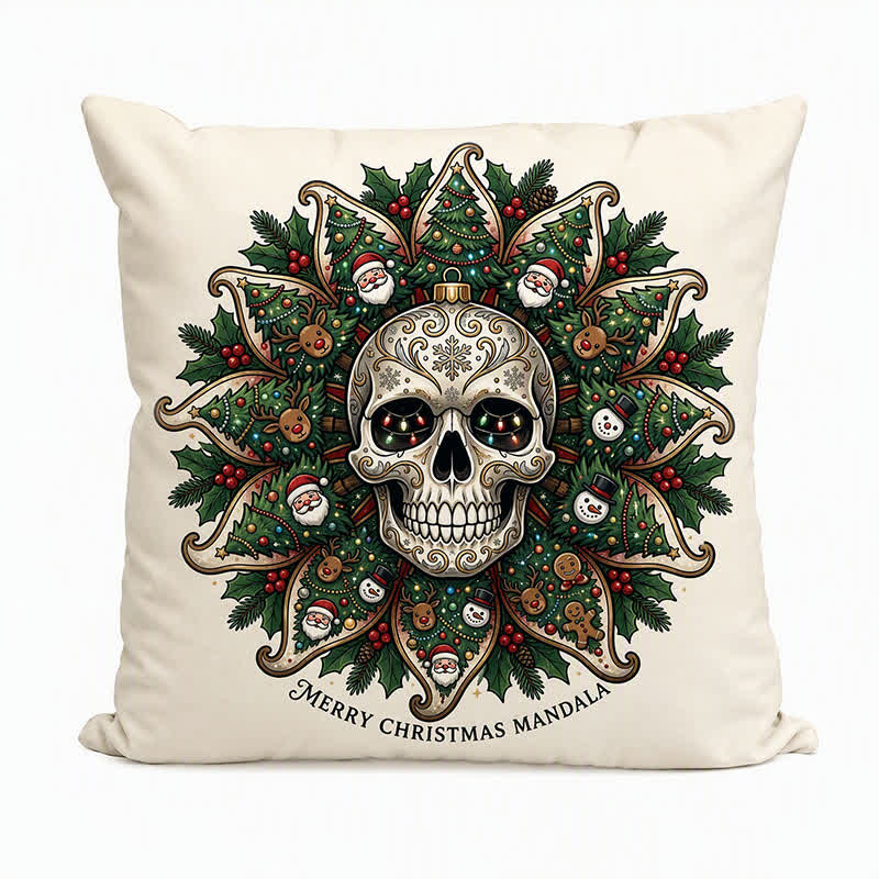 Christmas Skull Mandala Plush Throw Pillow - image 4