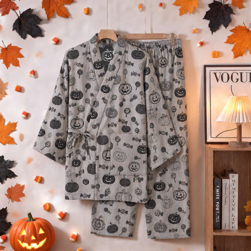 Pumpkin Candy Cotton Kimono Pajama Set - image 6