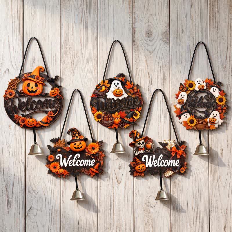 Gothic Wooden Halloween Welcome Door Sign - Set 5 Patterns - 5PCS - image 6