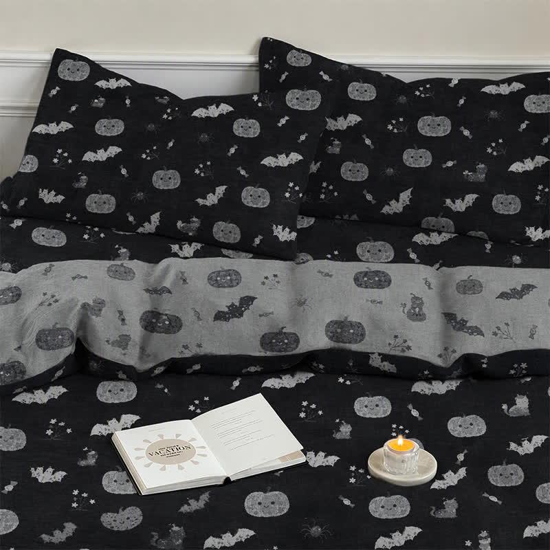 Halloween Pumpkin Bat Cotton 4-piece Duvet Bedding Set - image 6