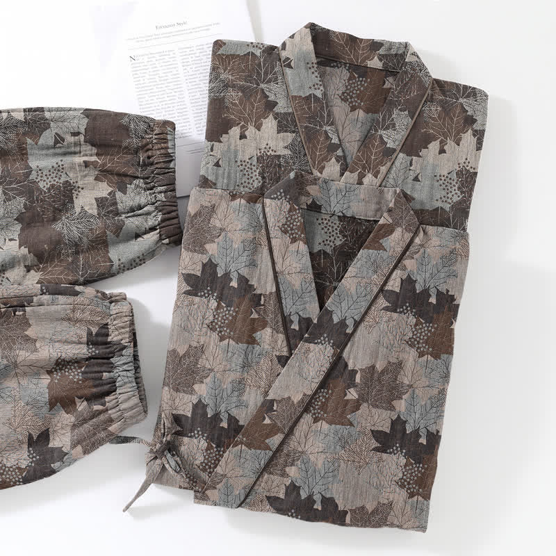 Maple Leaf Cotton Kimono Pajama Set - image 62