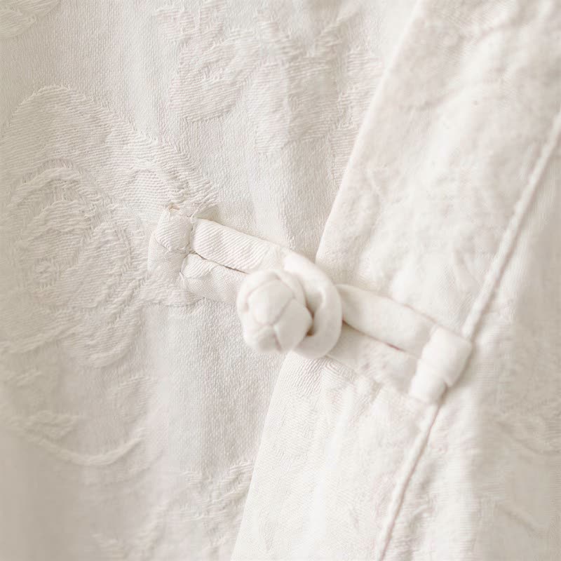 Vintage Cotton Linen Frog Button Lounge Top - image 26
