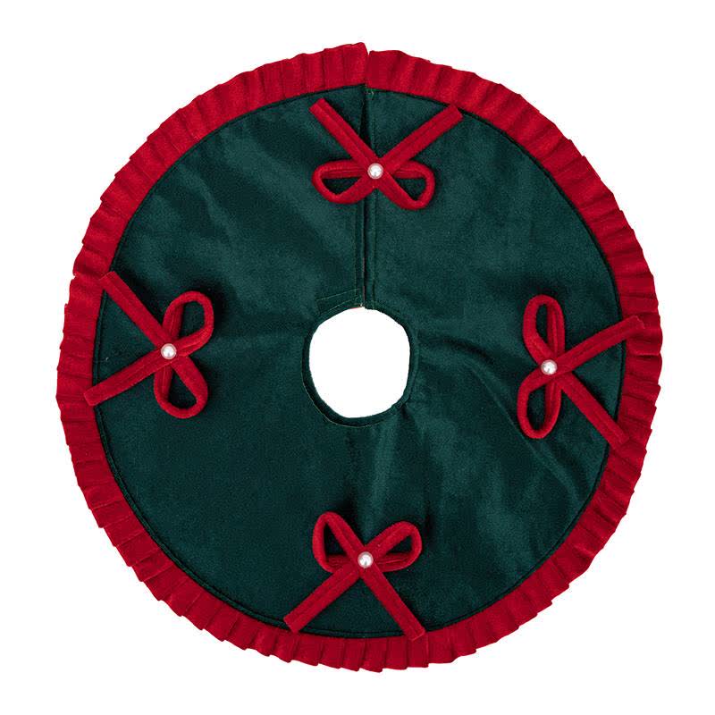 Christmas Tree Skirt with Pearl Bow Accents - image 9