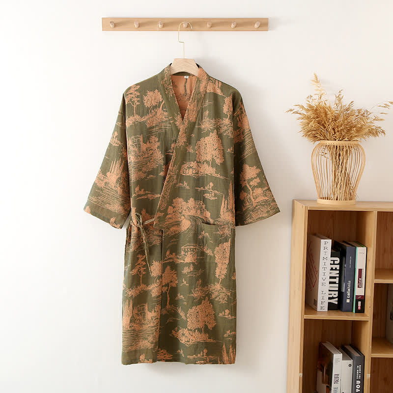 Natural Tree V-neck Comfy Bathrobe Pajama