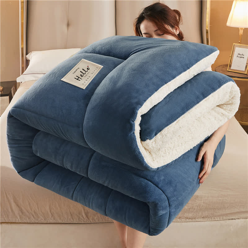 Solid Color Thick Warm Blanket with Quilt Core