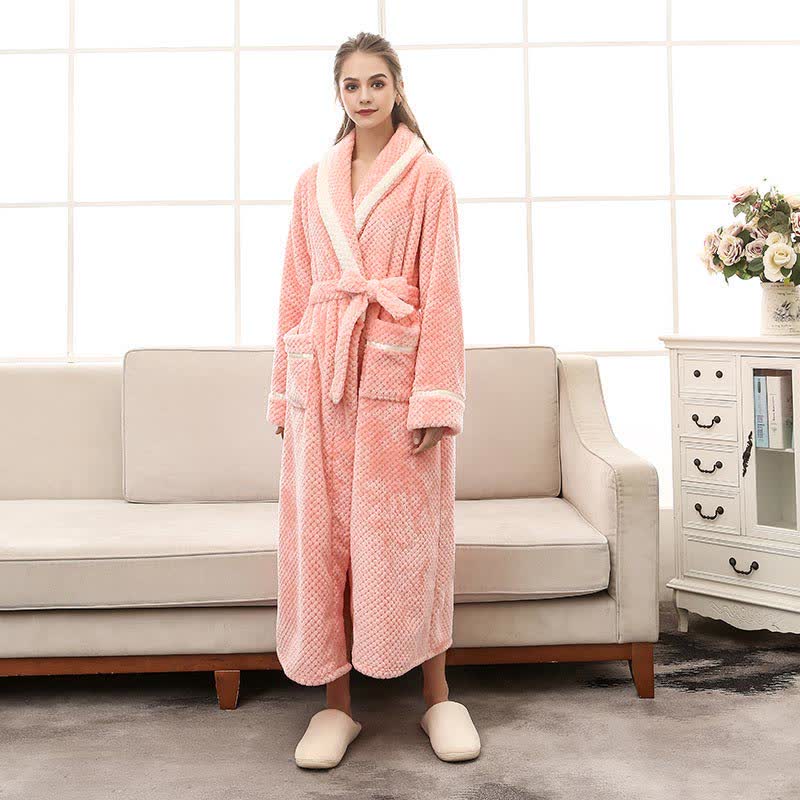 Thick Fleece Pajama Comfy Bathrobe - Pink - Women: 3XL - image 24