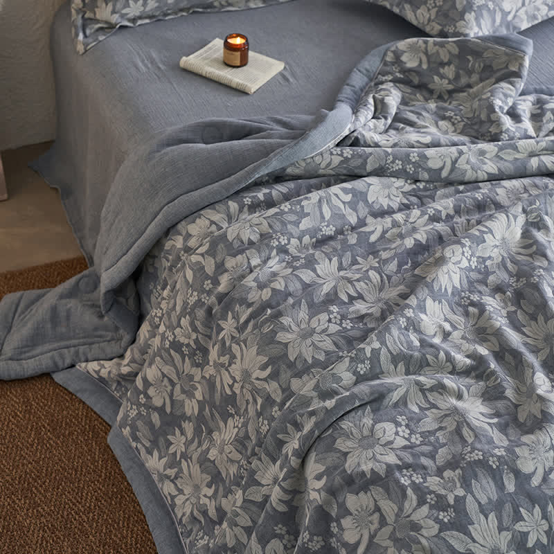 Double-layer Cotton Gauze Blooming Flower Bedding