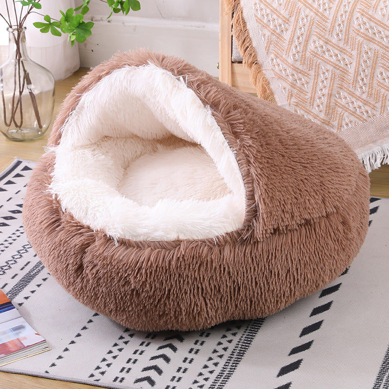 Semi-enclosed Warm Fleece Pet Bed