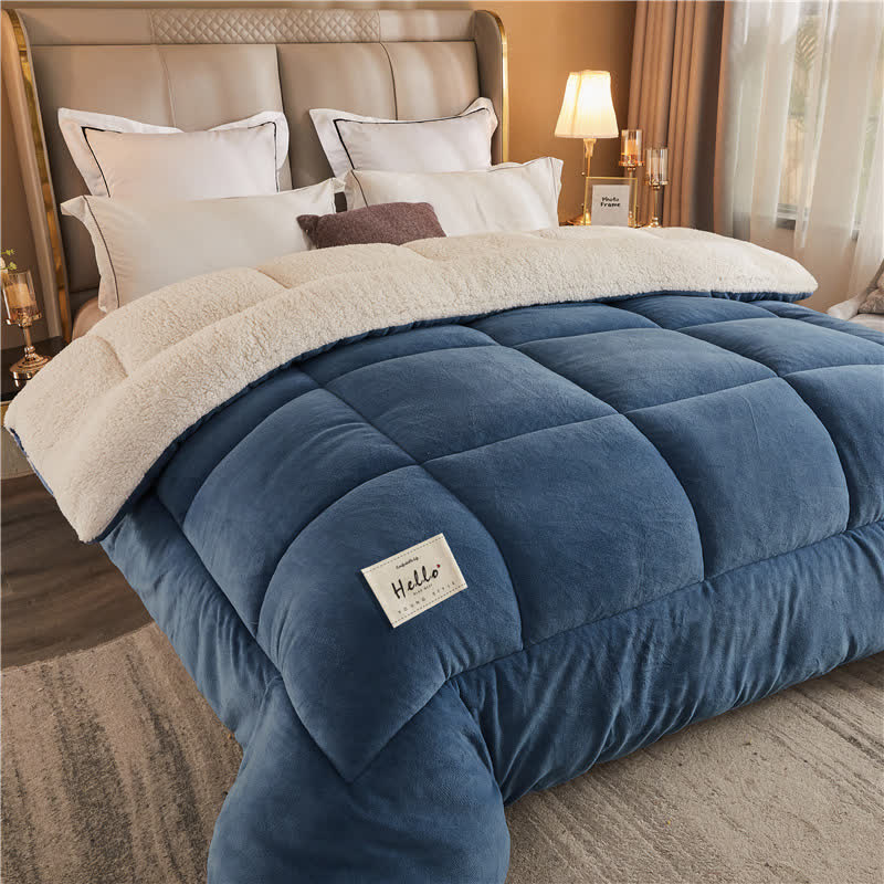 Solid Color Thick Warm Blanket with Quilt Core