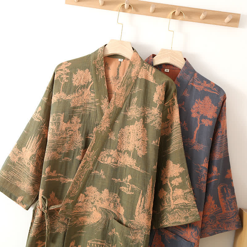 Natural Tree V-neck Comfy Bathrobe Pajama