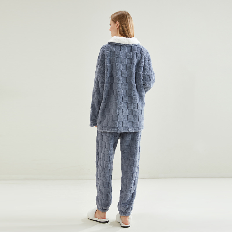 Jacquard Checkerboard Fleece Pajama Set