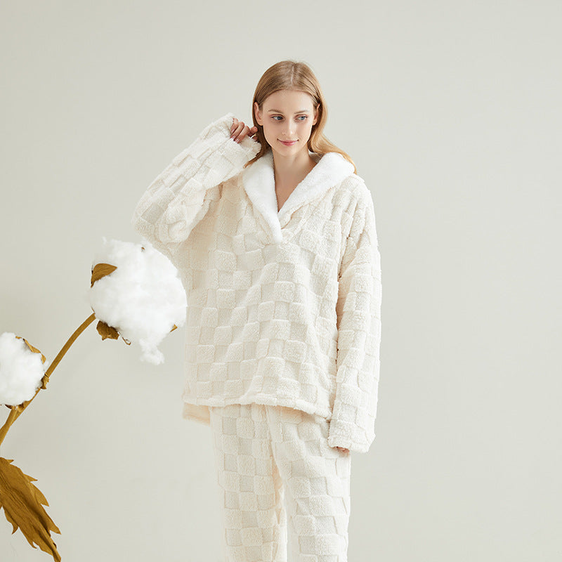 Jacquard Checkerboard Fleece Pajama Set