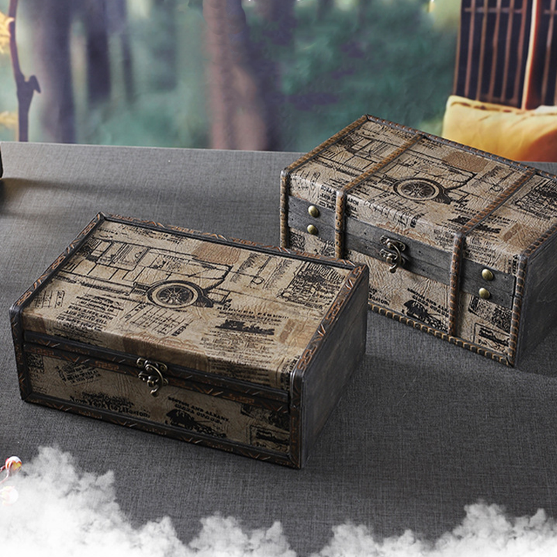 Wooden Vintage Tabletop Storage Box
