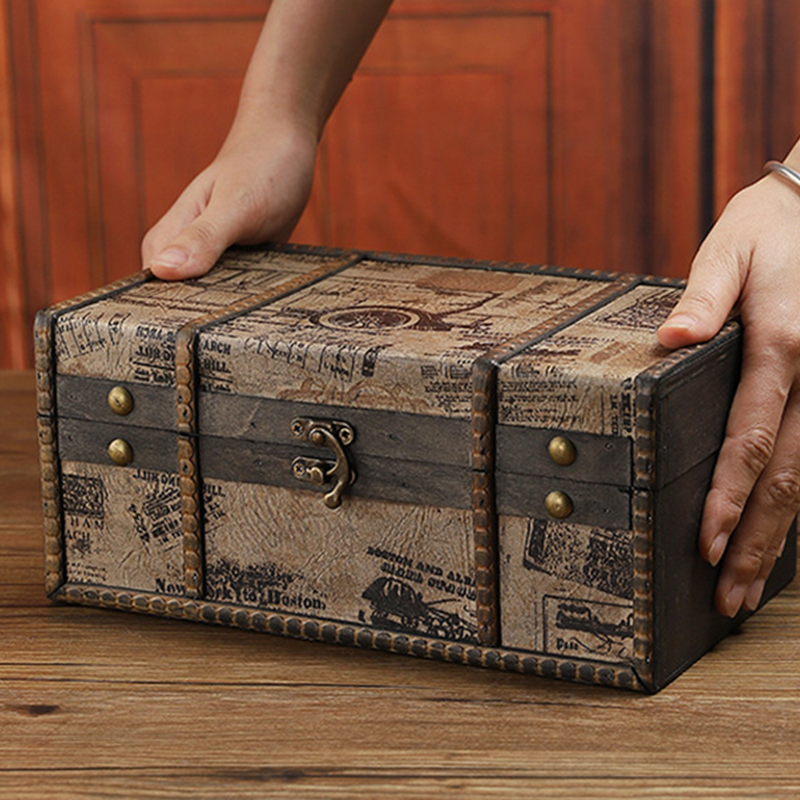 Wooden Vintage Tabletop Storage Box