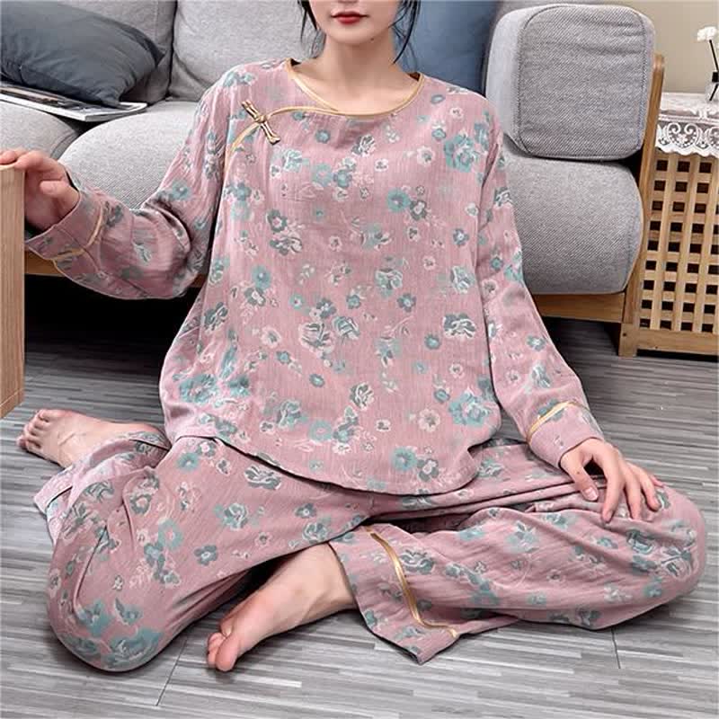 Plus-size Peony Cotton Pajama Set - image 3