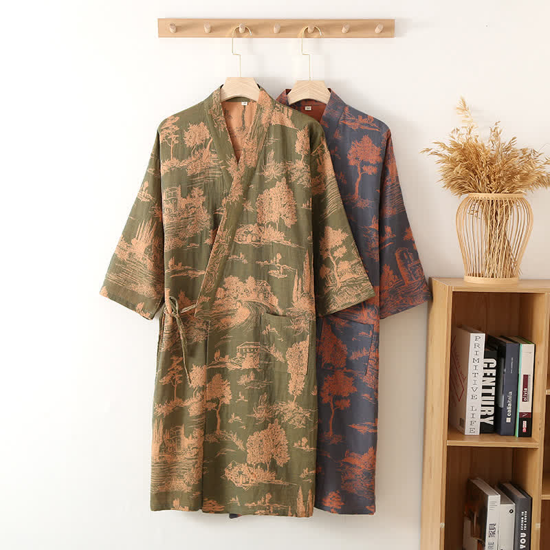 Natural Tree V-neck Comfy Bathrobe Pajama