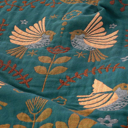 Ownkoti Boho Breathable Flower Bird Reversible Blanket