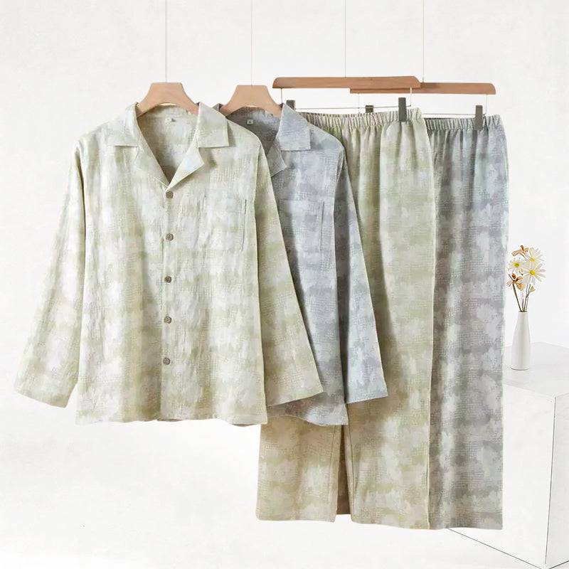 Light Floral & Subtle Gingham Button Loungewear Set - image 0