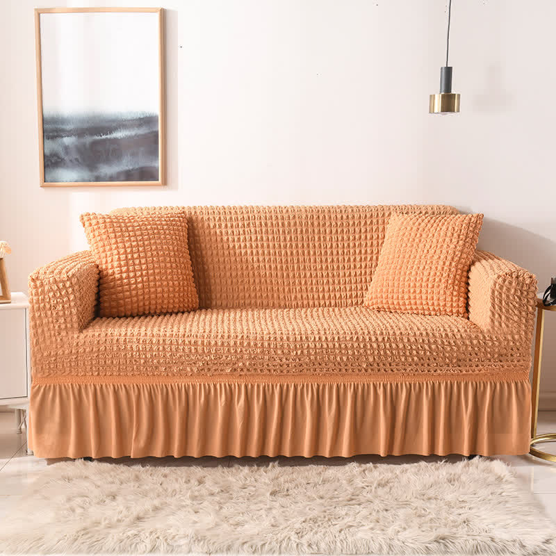 Simple Style Ruffled Elastic Sofa Cover