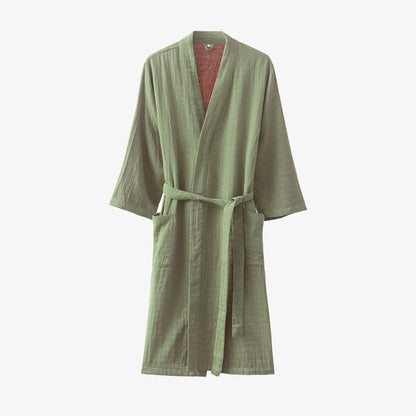 Yarn-dyed Double-layer Gauze Bathrobe Pajama