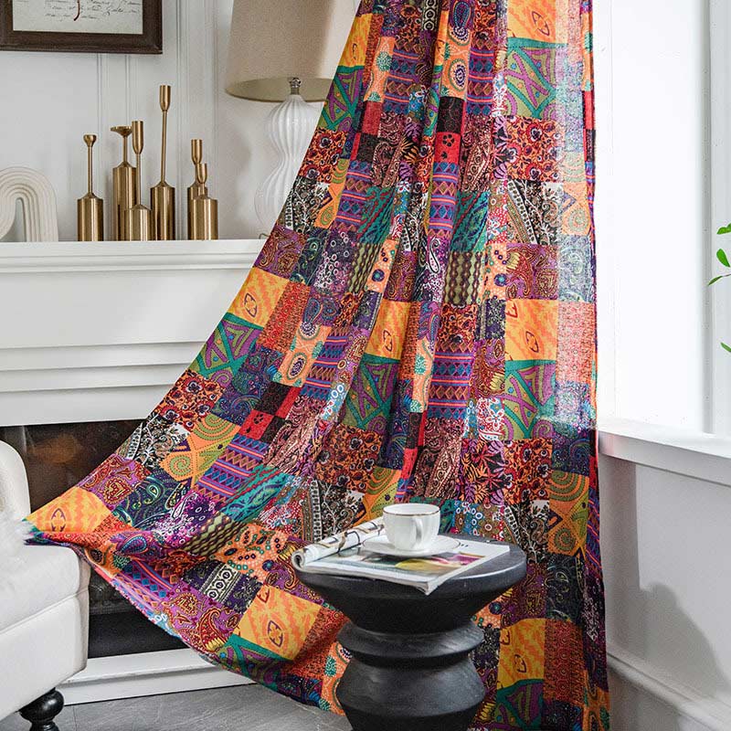 Ownkoti Colorful Boho Cotton Linen Window Curtains