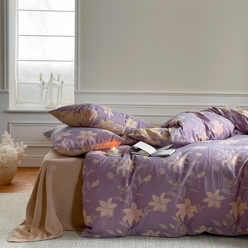 Floral Lily Cotton Gauze Bedding Set (4PCS)