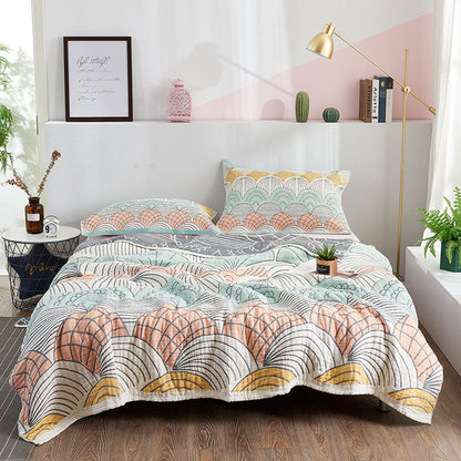 ownkoti Shell Print Cotton Quilt Reversible Blanket