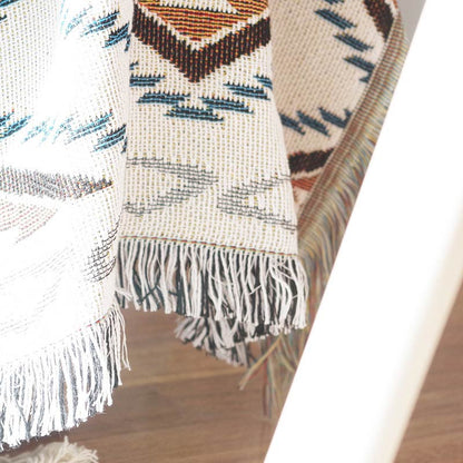 Bohemian Knitted Lounge Blanket with Tassel